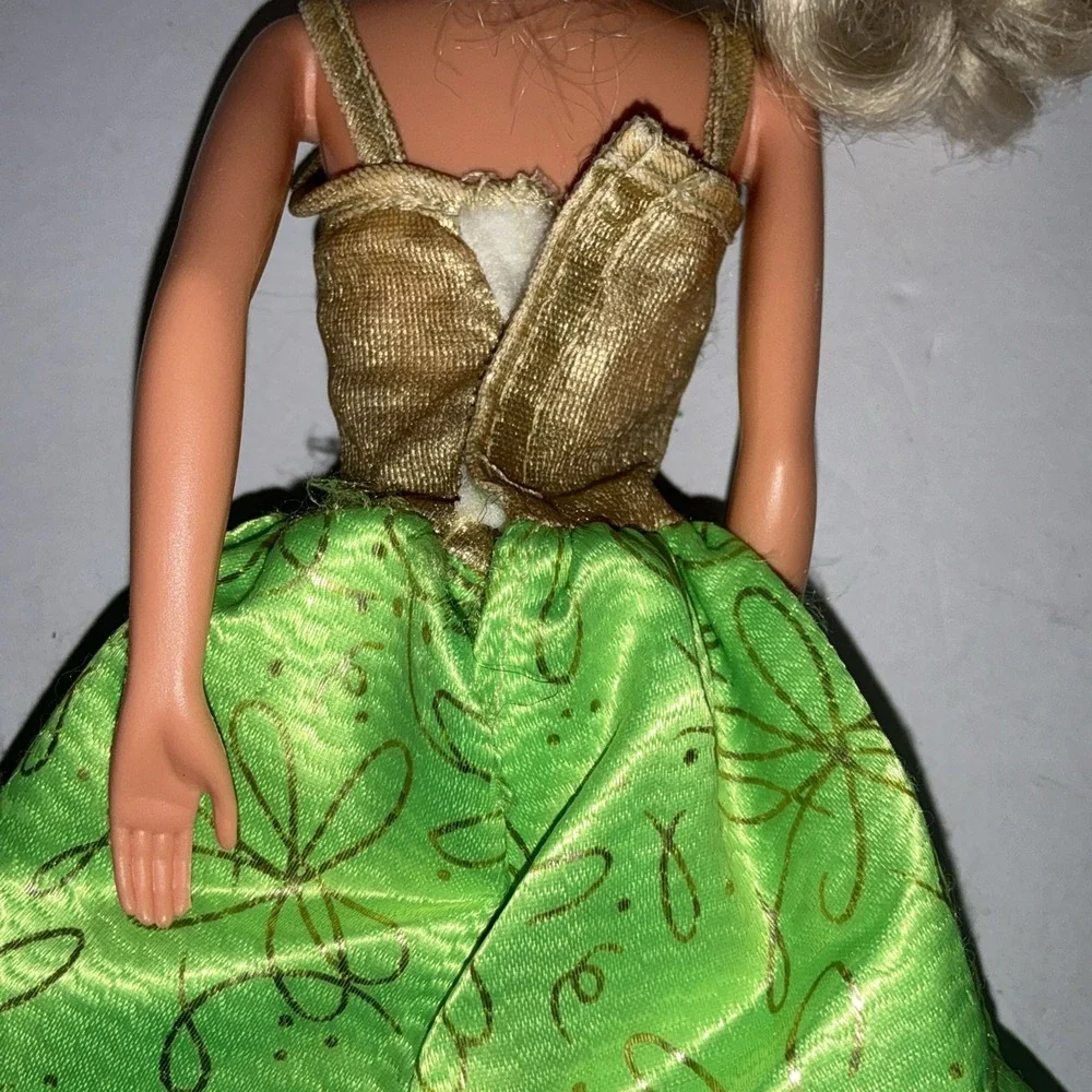Barbie Doll Green Metallic Floral Ball Gown Blonde Mattel‎ 1966 Body